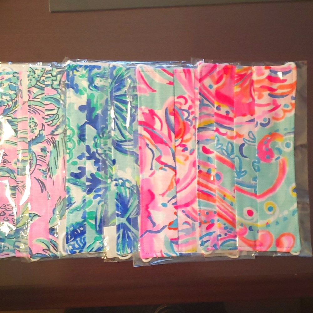 Lot of 6 Lilly Pulitzer fabric face masks